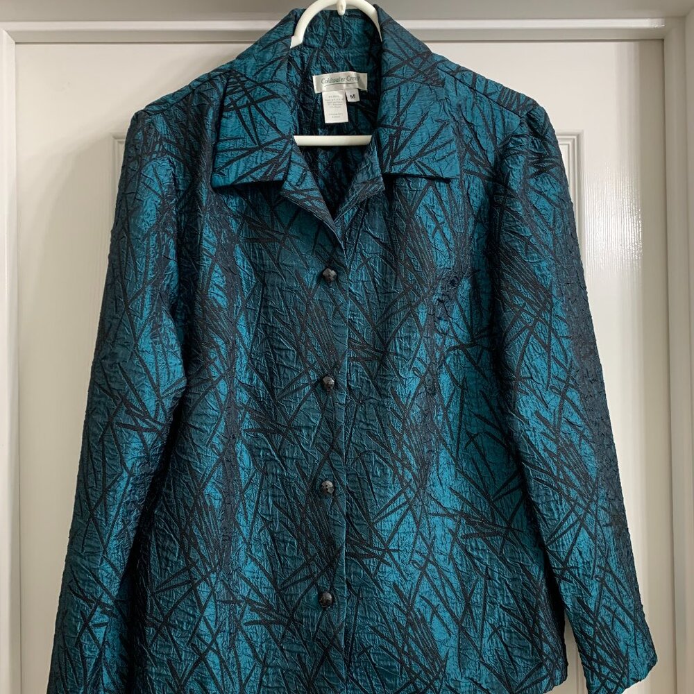 Coldwater Creek Women's Green and Black Design Jacket, Size Medium